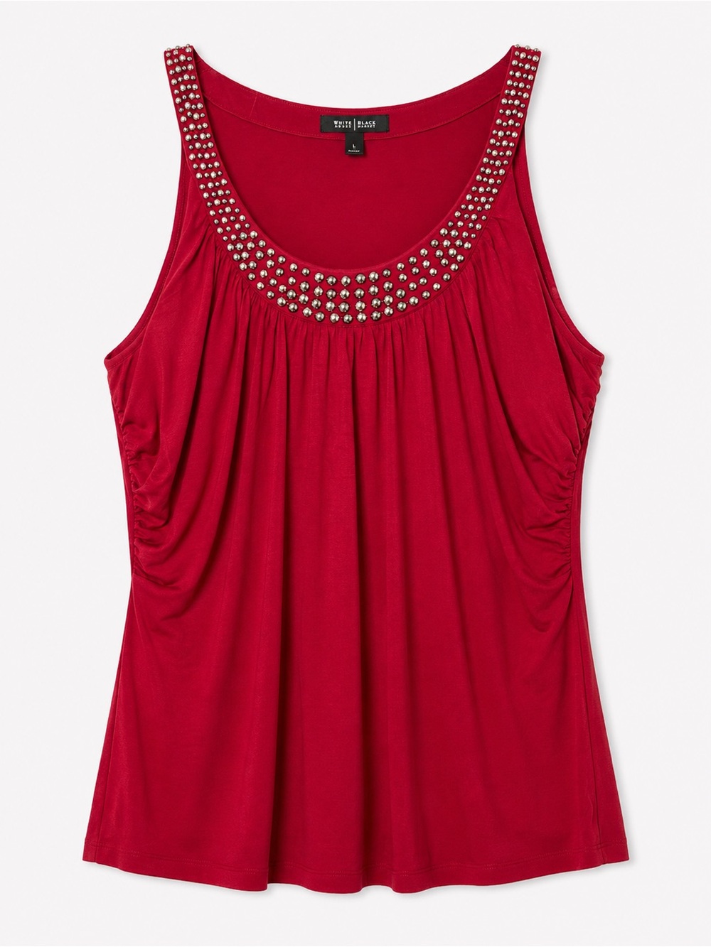 White House Black Market Studded Embellished Tank Top Red XL Sleeveless
